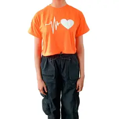 GENERICO - Polo Mujer Crop Top Corazón - Neón