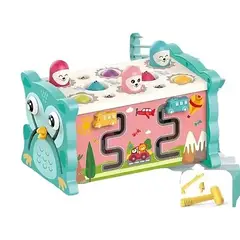 GENERICO - Búho Azul Didáctico de Madera Multifuncional 8 en 1