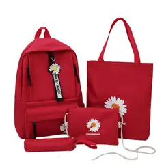 OEM - Pack Mochila 4 en 1 Flor Color Rojo