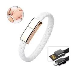 KREED - Brazalete de Cuero Cable USB a Lightning - Blanco