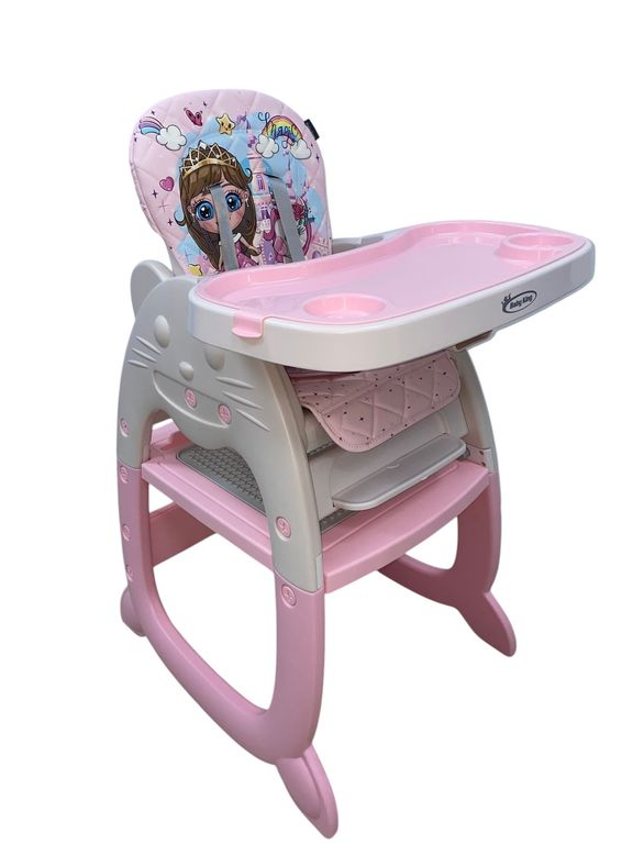 Silla comedor Para Bebé 4en1Escritorio Carpeta Mecedora Rosa