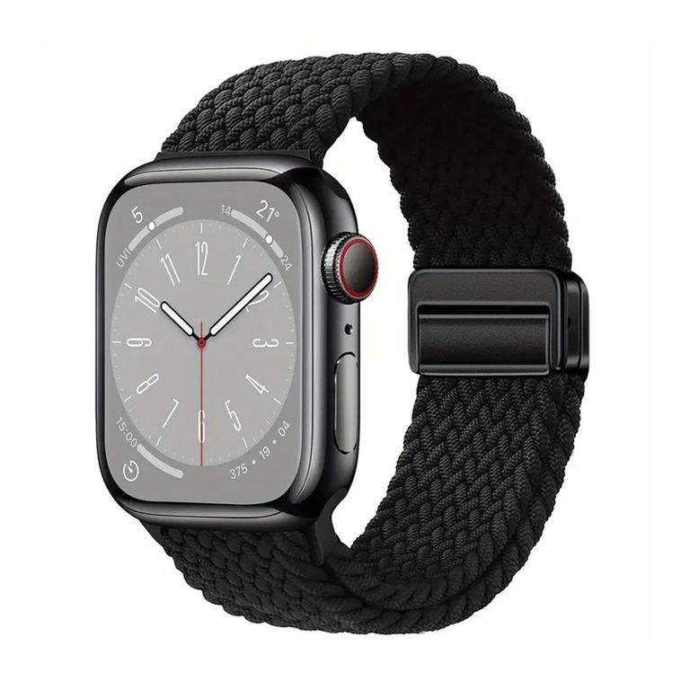 Correa Nylon Trenzado Cierre Magnético AppleWatch Serie 10 42MM Negro