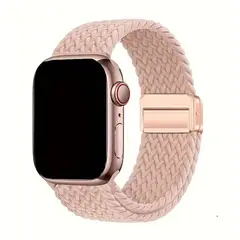 GENERICO - Correa Nylon Trenzado Cierre Magnético AppleWatch Serie 10 42MM Rosa