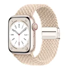 GENERICO - Correa Nylon Trenzado Cierre Magnético AppleWatch Serie 10 42MM Beige