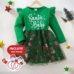 GENERICO - VESTIDO DE NIÑA PARA NAVIDAD ( VINCHA + VESTIDO )