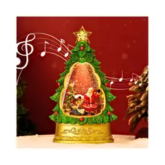 GENERICO - LAMPARA Y ADORNO DE ARBOL NAVIDEÑO CON PAPA NOEL DE NIEVE MUSICAL