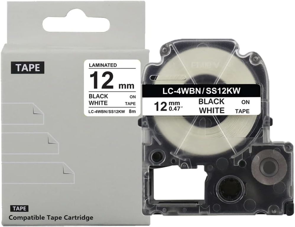 CINTA COMPATIBLE LK-4WBN PARA EPSON LW300-400 NEGRO SOBRE BLANCO