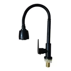GENERICO - Grifo Monomando Cocina Flexible agua fría pico al mueble NEGRO MATE