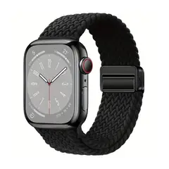 GENERICO - Correa Nylon Trenzado Cierre Magnético AppleWatch Serie 10 46MM Negro