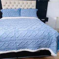 MINGDA - Manta Premiun Flannel con Reverso Sherpa ACERO