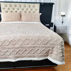 MINGDA - Manta Premiun Flannel con Reverso Sherpa BEIGE