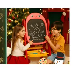 GENERICO - PIZARRA DIDÁCTICA IMANTADA DE DOBLE CARA PARA DIBUJAR COLOR ROSADO