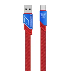 HOCO - Cable USB Tipo C 65W - Nylon Rojo Carga Rapida - Plano