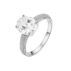 LUCYANA JOYAS Y ACCESORIOS - Anillo Compromiso Mujer Bañado en Oro Blanco de 18K - Joyas Lucyana