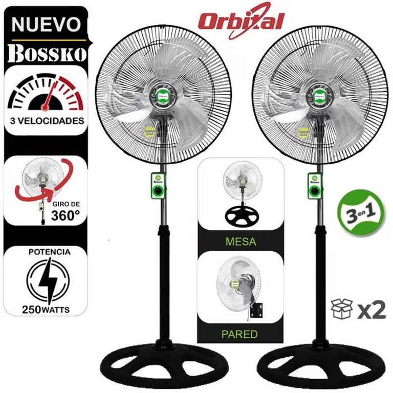 Ventilador 3 en 1 BK-8220VO de 18" 250 WATTS X 2 UNIDADES