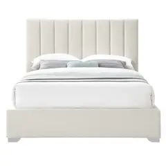 GENERICO - Cama Tapizada Listón Clavel Perla Queen