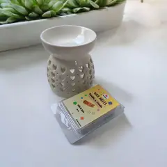 GENERICO - PACK HORNO QUEMADOR CORAZON BLANCO GRANDE MAS WAX MELTS