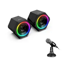 MICRONICS - COMBO PARLANTES GAMER KISONLI + MICROFONO - PC LAPTOP