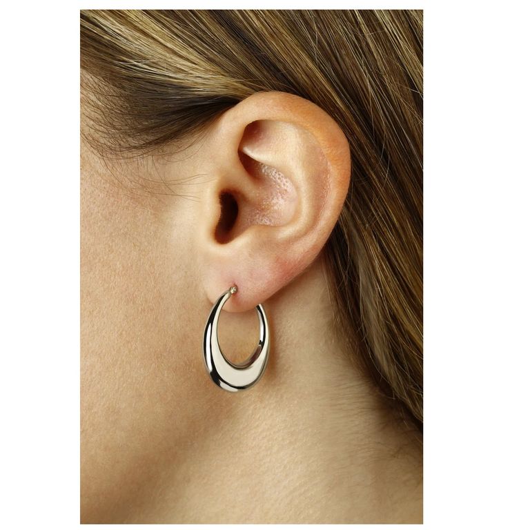 ARETES ARGOLLAS MEDIA LUNA ACERO INOXIDABLE REGALA