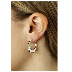 OEM - ARETES ARGOLLAS MEDIA LUNA ACERO INOXIDABLE REGALA x NAVIDAD