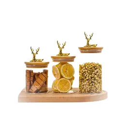 GENERICO - RECIPIENTE DE VIDRIO HERMETICO CON TAPA DE BAMBU