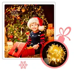 GENERICO - Luces Navideñas de 15 mts para Árbol guirnalda Lineal Amarilla