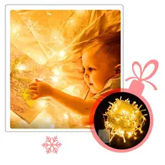 GENERICO - Guirnalda Navideña de 200 luces led con 15 mts cable trasparente