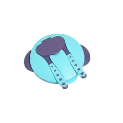 GENERICO - Plato bowl para bebé portátil celeste con 3 divisiones