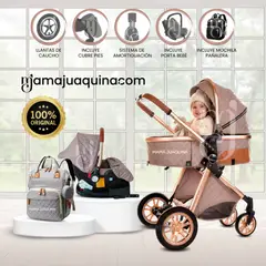 BABY - Coche Moisés Travel System «GOLD LABELL» Porta Bebé Coffee
