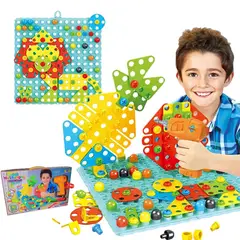 GENERICO - Set Didáctico Mosaico Con Taladro 262 Pzs Para Niño