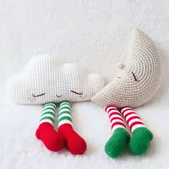 BE CRAFTY - Pack x2 Cojines Navideños para Cuna de Bebé Nube y Luna