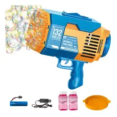 GENERICO - Lanzador De Burbujas recargable 132 Agujeros luces LED Azul