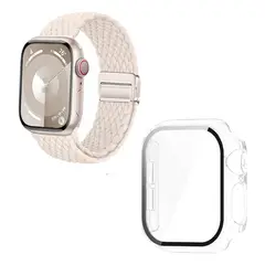 GENERICO - Bumper Clear + Correa Nylon Blanco para Apple Watch Serie 10 De 46mm
