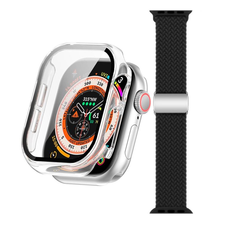 Bumper Clear + Correa Nylon Negropara Apple Watch Serie 10 De 46mm