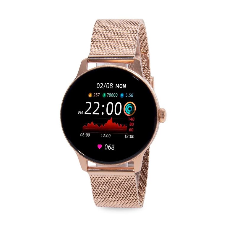 SMARTWATCH RELOJ INTELIGENTE DORADO ROSA SMARTTIME MUJER SR06 SMART TIME