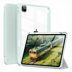 GENERICO - Funda Smart Case para iPad Pro 11 M4 (2024) - VERDE CLARO C/TRANSPARENTE