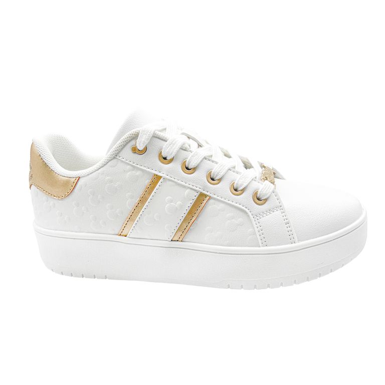 Zapatillas Mickey Mouse Blancas con Dorado Mujer