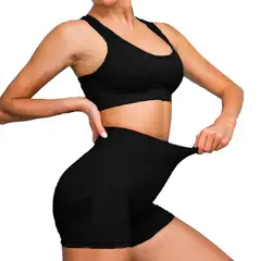 GENERICO - CONJUNTO SHORT PUSH UP Y TOP CON COPA NEGRO