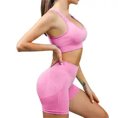 GENERICO - CONJUNTO SHORT PUSH UP Y TOP CON COPA FUCSIA
