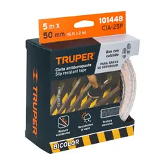 TRUPER - Cinta 2" x 5m Antideslizante Amarillo y Negro con Abrasivo 101448