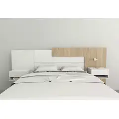 TU MESITA - Cabecera de cama moderna + veladores flotantes Jenna BlancoHaya