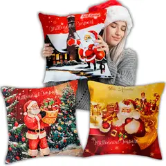 GENERICO - Forro Cobertor de Navidad para Cojín diseños ambas caras de 45x45cm