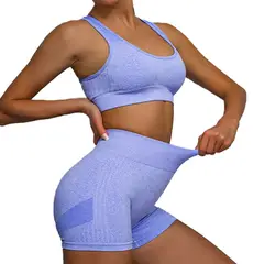 GENERICO - CONJUNTO SHORT PUSH UP Y TOP CON COPA CELESTE