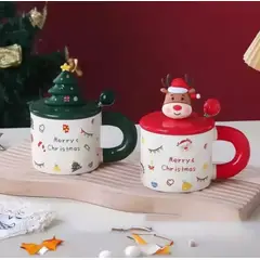 GENERICO - Taza Navideña con tapa y cucharita