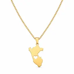 GENERICO - Collar Mapa del Perú con Corazón Dorado Mujer Acero Inoxidable Waterproof