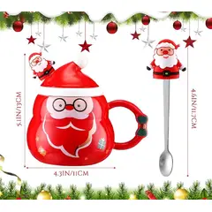 GENERICO - Taza Navideña con tapa de sombrero y cuchara de Papa Noel