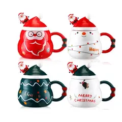 GENERICO - Taza Navideña con tapa de sombrero y cuchara de Papa Noel