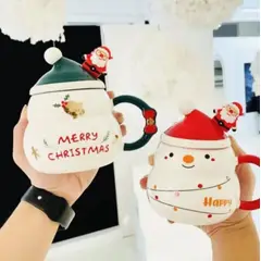 GENERICO - Taza Navideña con tapa de sombrero y cuchara de Papa Noel