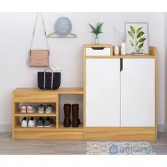 TU MESITA - Elegante Zapatera con Estante 2 puertas Alice Blanco/Duna