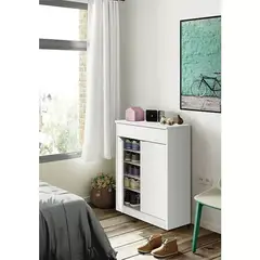 TU MESITA - Zapatera Moderna Berlina color Blanco 2 puertas 1 Cajón